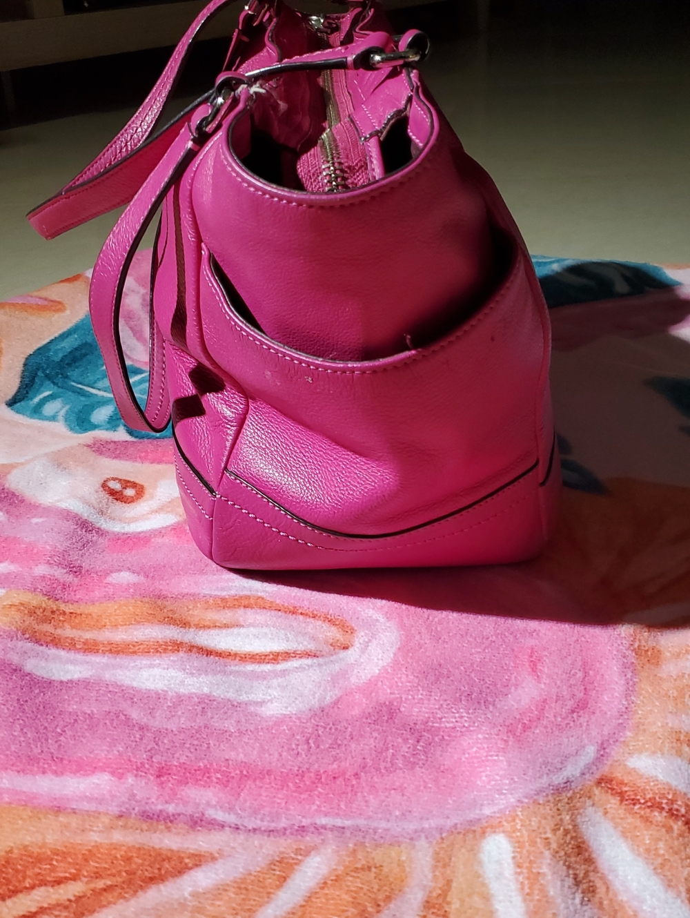 COACH Hot Pink Pebbled Leather Tote - Picture 3 of 7